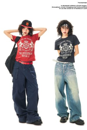 Vintage-Inspired American Printed Short Sleeve T-Shirt for Women - Summer Slim Fit Casual Top