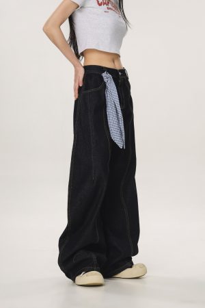 Vintage-Inspired Loose Flared Denim Pants for Men and Women - Trendy Straight Leg Wide-Leg Design, 90s Style