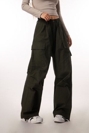 Vintage-Inspired Loose Pleated Cargo Pants for Women - 2025 Multi-Pocket Wide-Leg Trousers, Retro Style, Casual Fashion