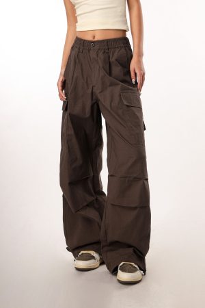 Vintage-Inspired Loose Pleated Cargo Pants for Women - 2025 Multi-Pocket Wide-Leg Trousers, Retro Style, Casual Fashion