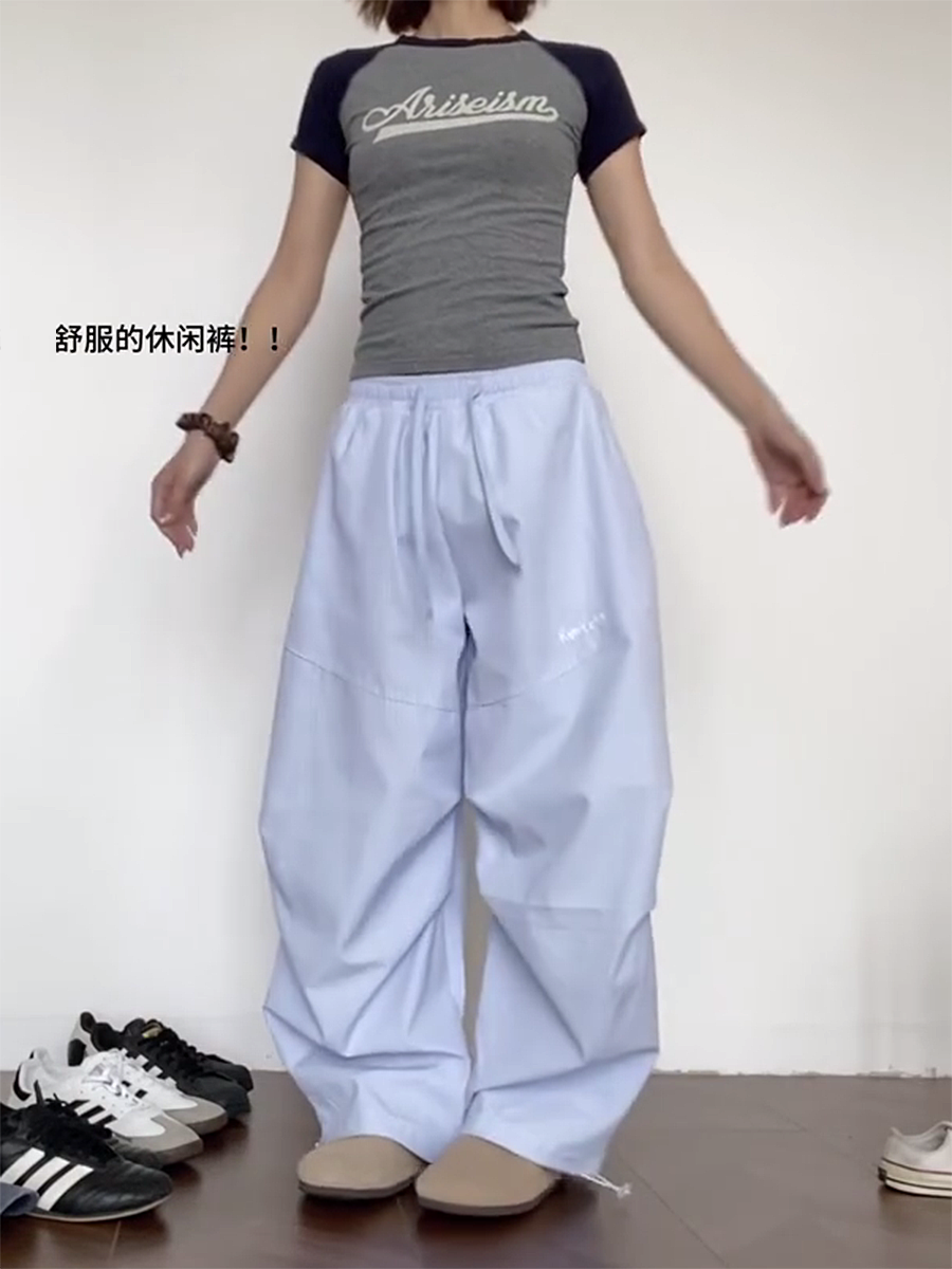 Vintage-Inspired Loose Pleated Jazz Dance Striped Wide-Leg Trousers for Women - Casual Sports Pants in American Style Vintage-Inspired Loose Pleated Jazz Dance Striped Wide-Leg Trousers for Women - Casual Sports Pants in American Style