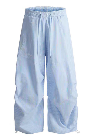 Vintage-Inspired Loose Pleated Jazz Dance Striped Wide-Leg Trousers for Women - Casual Sports Pants in American Style