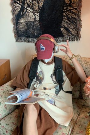 Vintage-Inspired Raglan Short Sleeve T-Shirt for Couples - 2024 Summer High Street Trendy Casual Fashion