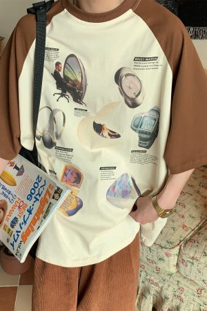 Vintage-Inspired Raglan Short Sleeve T-Shirt for Couples - 2024 Summer High Street Trendy Casual Fashion