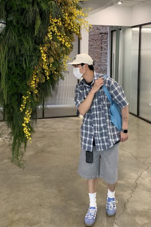 Vintage-Inspired Short Sleeve Plaid Casual Shirt for Men and Women - Loose Fit, Versatile Summer Shirt Jacket for Couples