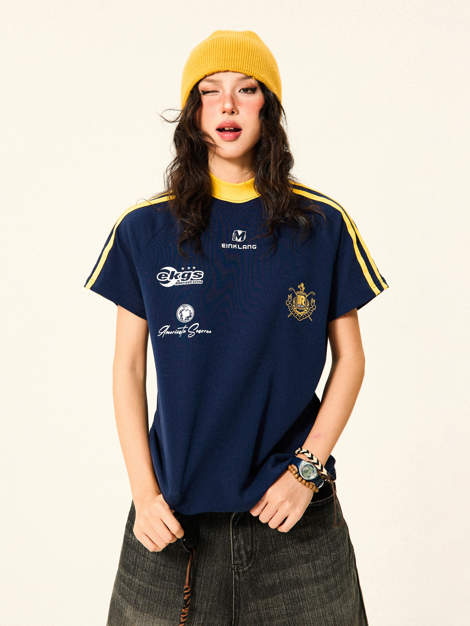 Vintage-Inspired Slim-Fit Short Sleeve T-Shirt for Women - Summer Blokecore Sports Top, Y2K Fashion, Retro Style