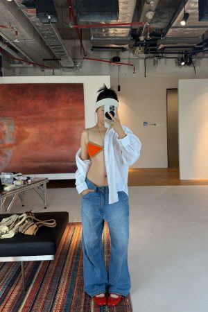 Vintage-Inspired Summer Lightweight Fashion-Cut Baggy Jeans for Effortless Y2K Style