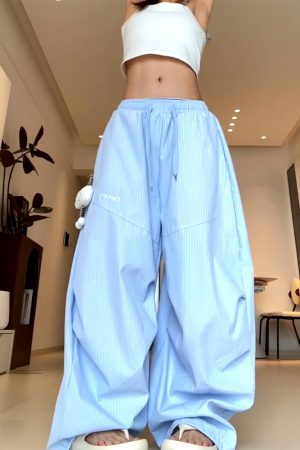 Vintage-Inspired Women's Wide-Leg Jazz Dance Pants, Loose Draped Striped Casual Sports Trousers for Summer Fashion