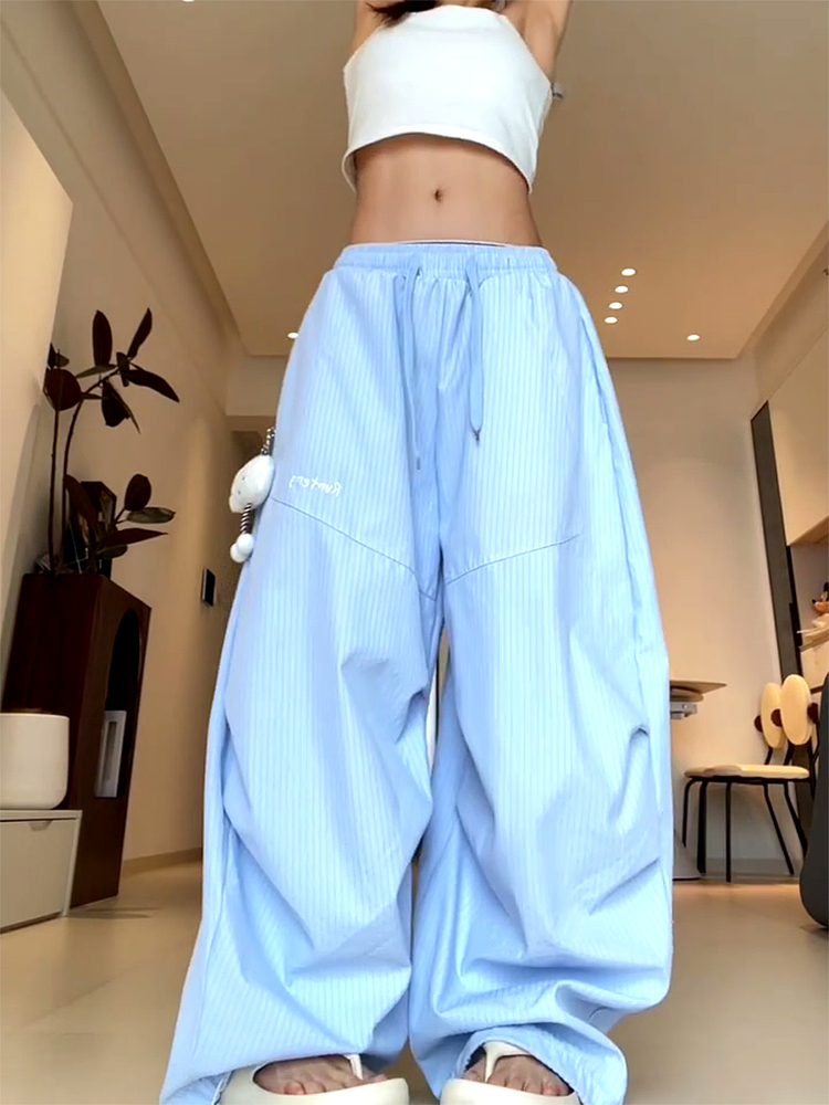 Vintage-Inspired Women's Wide-Leg Jazz Dance Pants, Loose Draped Striped Casual Sports Trousers for Summer Fashion Vintage-Inspired Women's Wide-Leg Jazz Dance Pants, Loose Draped Striped Casual Sports Trousers for Summer Fashion