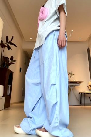 Vintage-Inspired Women's Wide-Leg Jazz Dance Pants, Loose Draped Striped Casual Sports Trousers for Summer Fashion