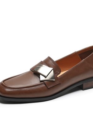 Vintage Italian Chunky-Heeled Square-Toe Slip-On Loafers for Women - Retro Style Footwear