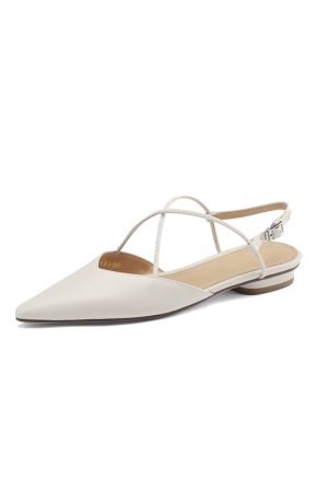 Vintage Italian Leather Mary Jane Flat Sandals for Women, Chunky Heels, Pointed Toe, Retro Style