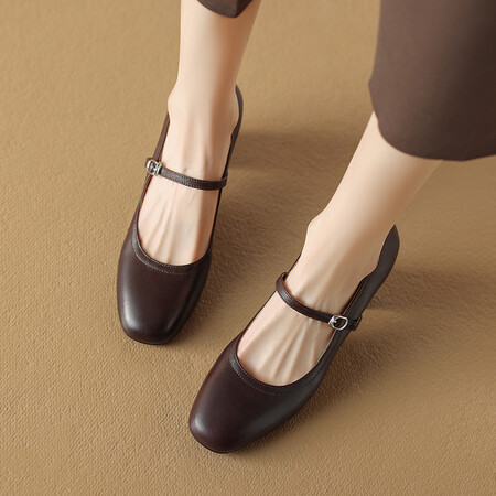 Vintage Italian-Style Chunky Heel Mary Jane Shoes for Women - 5.5 cm One-Strap Design, Shallow Mouth, Retro Fashion Footwear Vintage Italian-Style Chunky Heel Mary Jane Shoes for Women - 5.5 cm One-Strap Design, Shallow Mouth, Retro Fashion Footwear