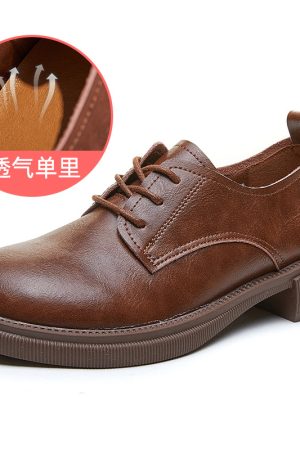 Vintage Italian-Style Soft-Soled Leather Shoes for Women - Comfortable 3.5 cm Low Heels for Everyday Wear