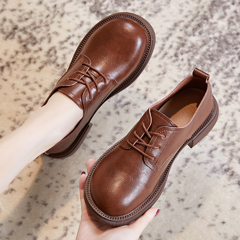 Vintage Italian-Style Soft-Soled Leather Shoes for Women - Comfortable 3.5 cm Low Heels for Everyday Wear Vintage Italian-Style Soft-Soled Leather Shoes for Women - Comfortable 3.5 cm Low Heels for Everyday Wear