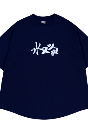 Vintage Japanese Style Printed Short-Sleeve T-Shirt for Men, Loose Fit Heavyweight Summer Top