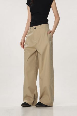Vintage Khaki Casual Pants for Men and Women - Summer Loose Straight Leg Slightly Flared Wide-Leg Trousers, Versatile 90s Style