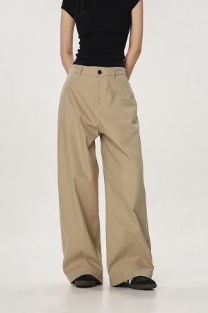 Vintage Khaki Casual Pants for Men and Women - Summer Loose Straight Leg Slightly Flared Wide-Leg Trousers, Versatile 90s Style