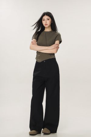 Vintage Khaki Casual Pants for Men and Women - Summer Loose Straight Leg Slightly Flared Wide-Leg Trousers, Versatile 90s Style