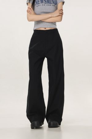 Vintage Khaki Casual Pants for Men and Women - Summer Loose Straight Leg Slightly Flared Wide-Leg Trousers, Versatile 90s Style