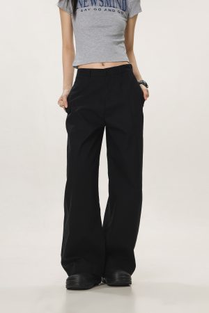 Vintage Khaki Casual Pants for Men and Women - Summer Loose Straight Leg Slightly Flared Wide-Leg Trousers, Versatile 90s Style