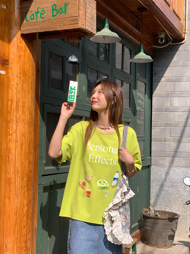 Vintage 'Love and Time' Retro Short Sleeve Printed T-Shirt for Women, Summer Loose Fit Round Neck Top, Y2K Style Vintage 'Love and Time' Retro Short Sleeve Printed T-Shirt for Women, Summer Loose Fit Round Neck Top, Y2K Style