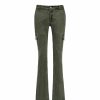 Vintage Low-Rise Washed Micro-Flare Cargo Pants - 90s Inspired Trendy Women's Fashion Bottoms
