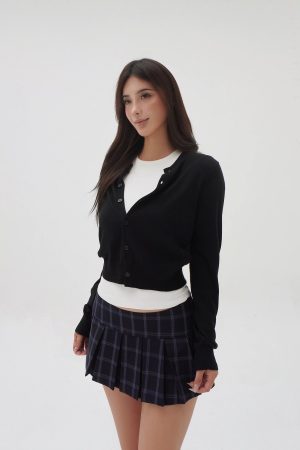 Vintage Low-Waist Blue Plaid Pleated Skirt - Y2K Style, Retro Fashion, 90s Inspired, Women's Trendy Everyday Wear