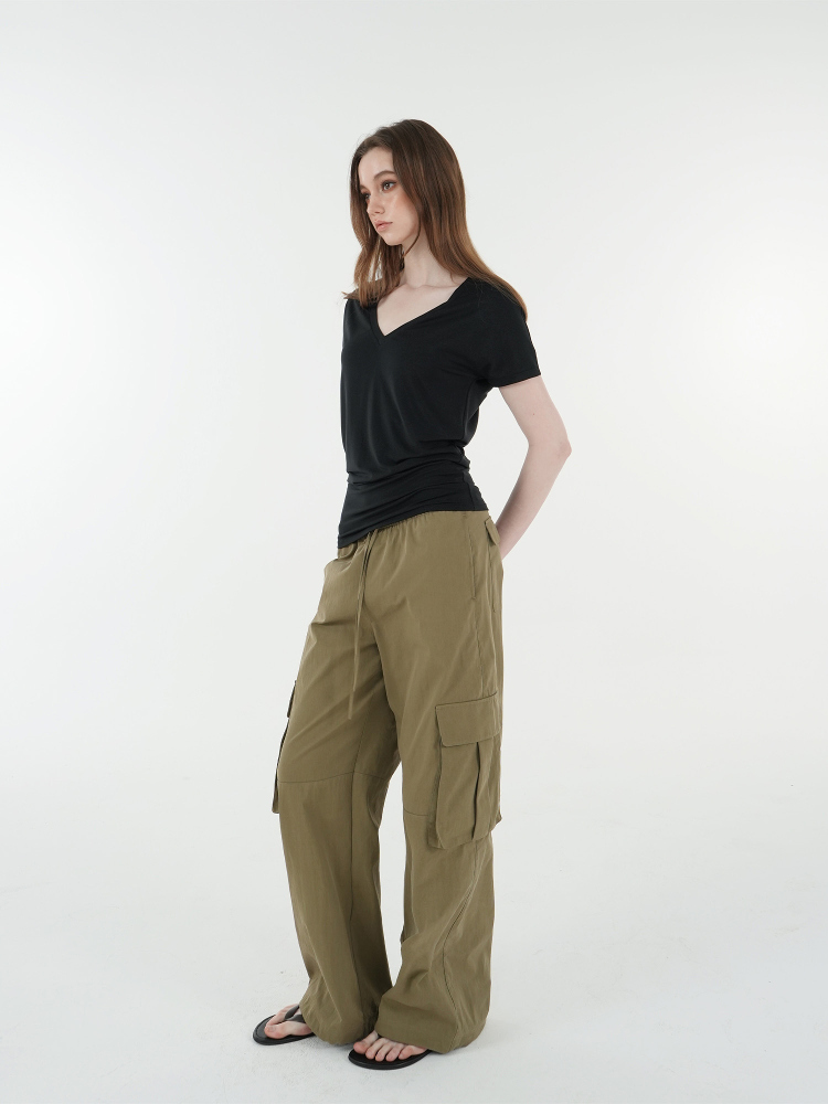 Vintage Low-Waist Multi-Pocket Two-Way Parachute Cargo Wide-Leg Pants - 90s Y2K Style Vintage Low-Waist Multi-Pocket Two-Way Parachute Cargo Wide-Leg Pants - 90s Y2K Style