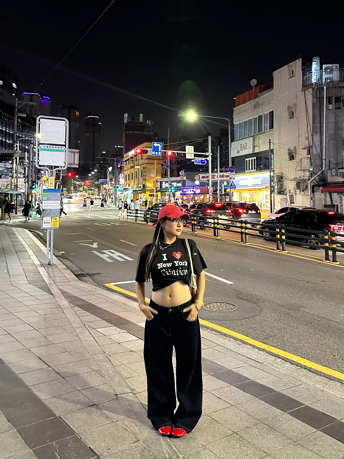 Vintage Micro-Cone Baggy Jeans in Color Denim with Brown Stitching - Lazy Low-Waist 90s Style