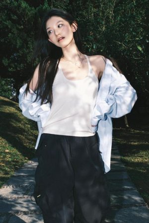 Vintage Oversized Blue Shirt Jacket for Women with Letter Embroidery - Spring 90s Style High-End Feel