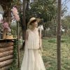 Vintage Pearl Dream Butterfly Lace Patchwork Sleeveless Dress - Women's Summer Forest Style Remake Long Dress, Y2K Aesthetic