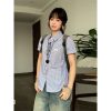 Vintage Plaid Short Sleeve Shirt for Women - Summer Loose Fit Lapel Top, Trendy Couple's Jacket, Stylish Casual Wear