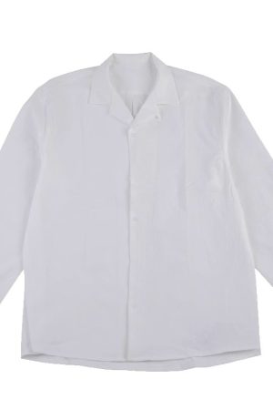 Vintage Pleated Cuban Collar Long Sleeve Shirt Jacket for Men and Women - Japanese Retro Loose Fit Spring Autumn Style