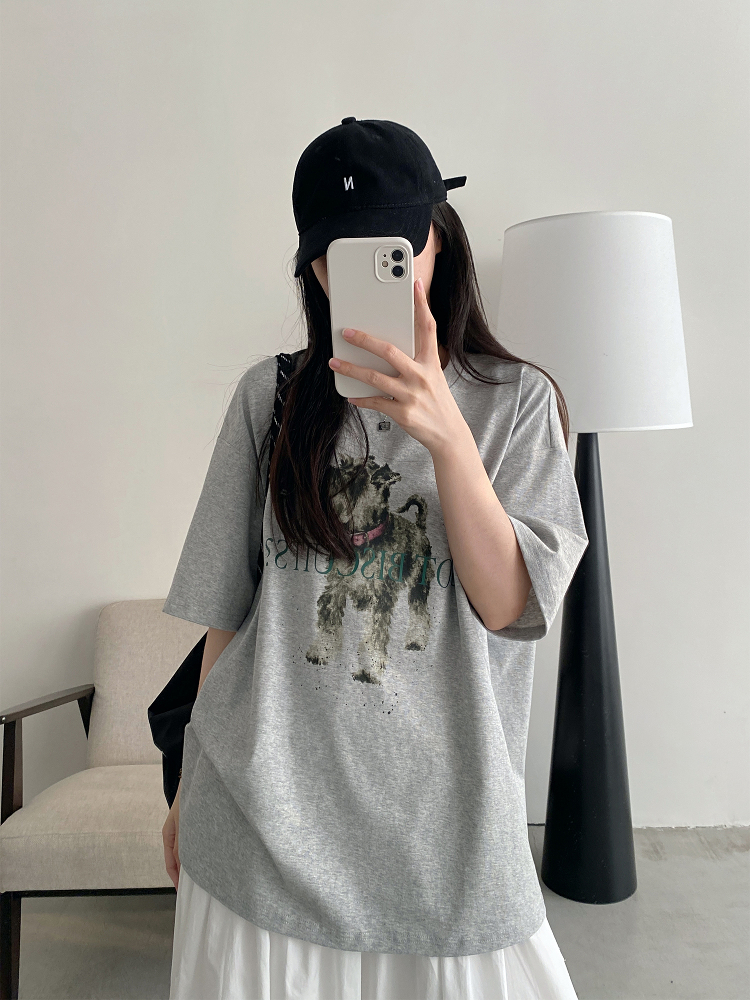 Vintage Printed Short Sleeve T-Shirt for Women - Summer Loose Cartoon Top in Sun Grapefruit Careless Snow Design Vintage Printed Short Sleeve T-Shirt for Women - Summer Loose Cartoon Top in Sun Grapefruit Careless Snow Design