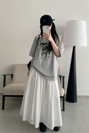 Vintage Printed Short Sleeve T-Shirt for Women - Summer Loose Cartoon Top in Sun Grapefruit Careless Snow Design