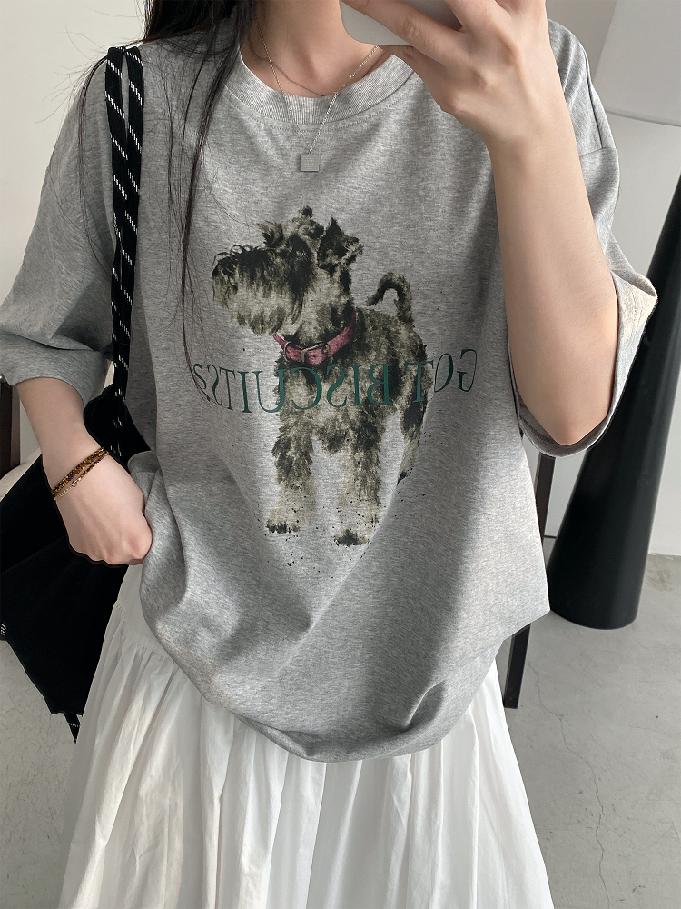 Vintage Printed Short Sleeve T-Shirt for Women - Summer Loose Cartoon Top in Sun Grapefruit Careless Snow Design Vintage Printed Short Sleeve T-Shirt for Women - Summer Loose Cartoon Top in Sun Grapefruit Careless Snow Design