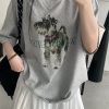 Vintage Printed Short Sleeve T-Shirt for Women - Summer Loose Cartoon Top in Sun Grapefruit Careless Snow Design