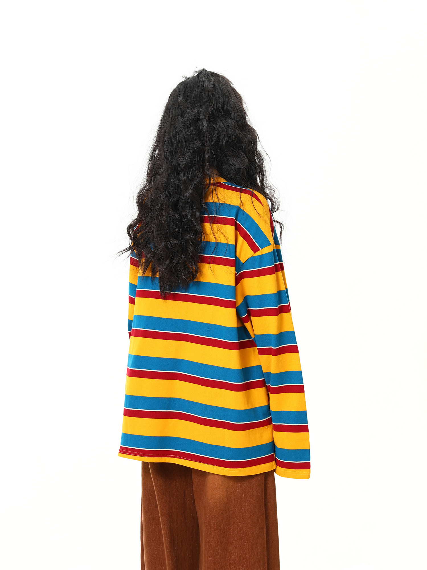 Vintage Rainbow Striped Short Sleeve T-Shirt for Women - Color Block Loose Fit Summer Top, 90s Inspired Fashion