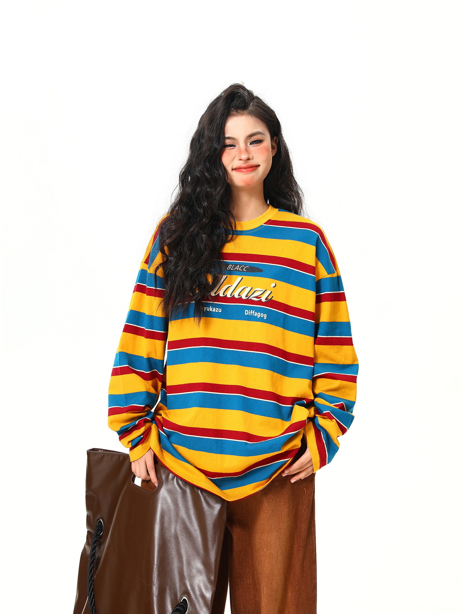 Vintage Rainbow Striped Short Sleeve T-Shirt for Women - Color Block Loose Fit Summer Top, 90s Inspired Fashion