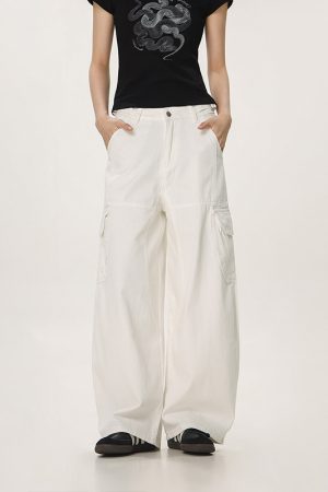 Vintage Red Casual Work Pants for Men and Women - Unisex Loose Straight Leg Design with Slightly Flared Style