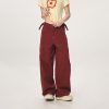 Vintage Red Casual Work Pants for Men and Women - Unisex Loose Straight Leg Design with Slightly Flared Style