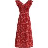 Vintage Red Floral V-Neck Ruffle Hem Summer Sling Dress for Women - 2025 Trendy Fashion Inspired by 90s and Y2K Styles