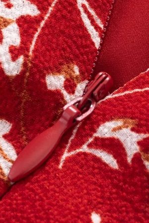 Vintage Red Floral V-Neck Ruffle Hem Summer Sling Dress for Women - 2025 Trendy Fashion Inspired by 90s and Y2K Styles