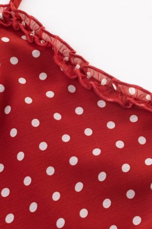 Vintage Red Polka Dot Long Strap Dress for Women - French Style Summer 2025 Fashion, Perfect for 90s and Y2K Inspired Looks