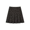 Vintage Retro Leopard Print A-Line Skirt - Low Waist Dark Gray Pleated Long Skirt for Spring and Autumn Fashion Trends