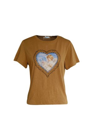 Vintage Retro Printed Short Sleeve T-Shirt for Women - Summer Thin Loose Round Neck Top, Y2K Style, Casual Fashion Essential