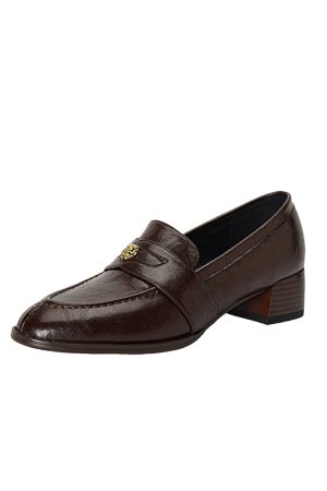 Vintage Roman-Style Camellia Pointed Loafers for Women - Chunky Heels, Slip-On Design, Y2K Fashion, Italian Corso Venezia Inspired