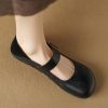 Vintage Round-Toe Mary Jane Women's Flat Shoes in Sheepskin - Artistic One-Strap Design, Italian Style, Perfect for Y2K Fashion.