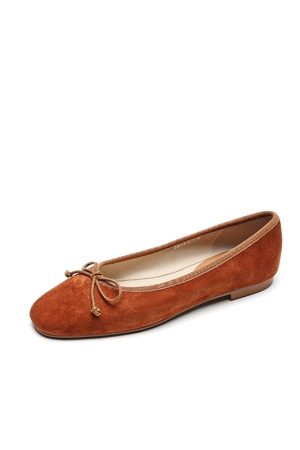 Vintage Sheepskin Moccasin Flat Shoes for Women – Soft Sole Bow Ballet Design, Italian Style, Super Soft Comfort